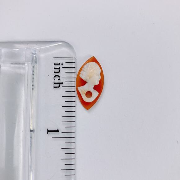 Vintage Mid Century Shell Cameo Cabochon Navette Unmounted 1935–45 Jewelry Part - Picture 8 of 9